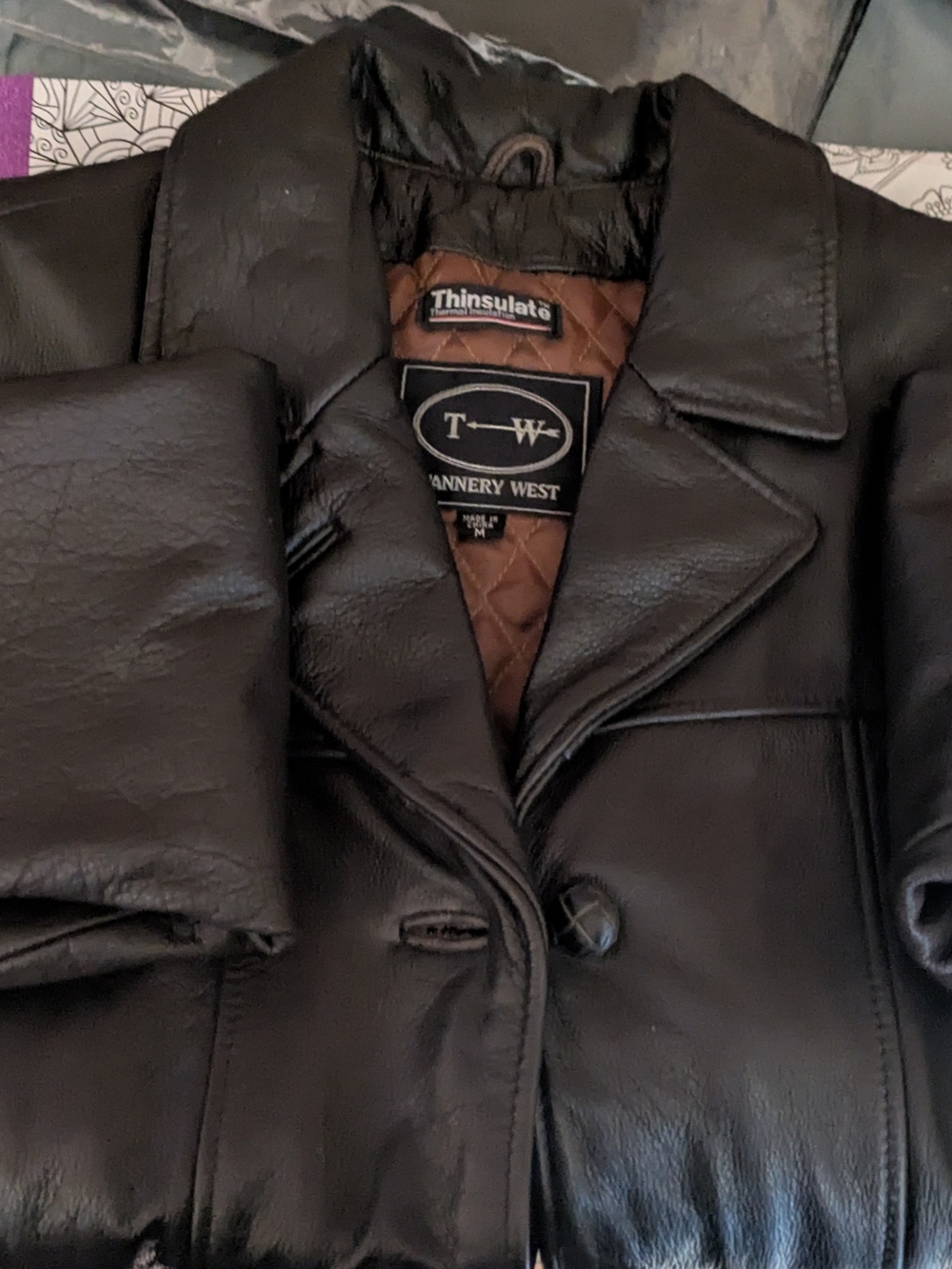 Tannery West Black Thinsulate Faux-Leather Pea Coat